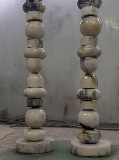 Marble columns in the workshop