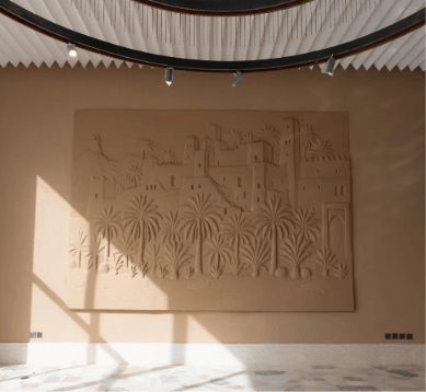 Sand-toned relief mural, completed